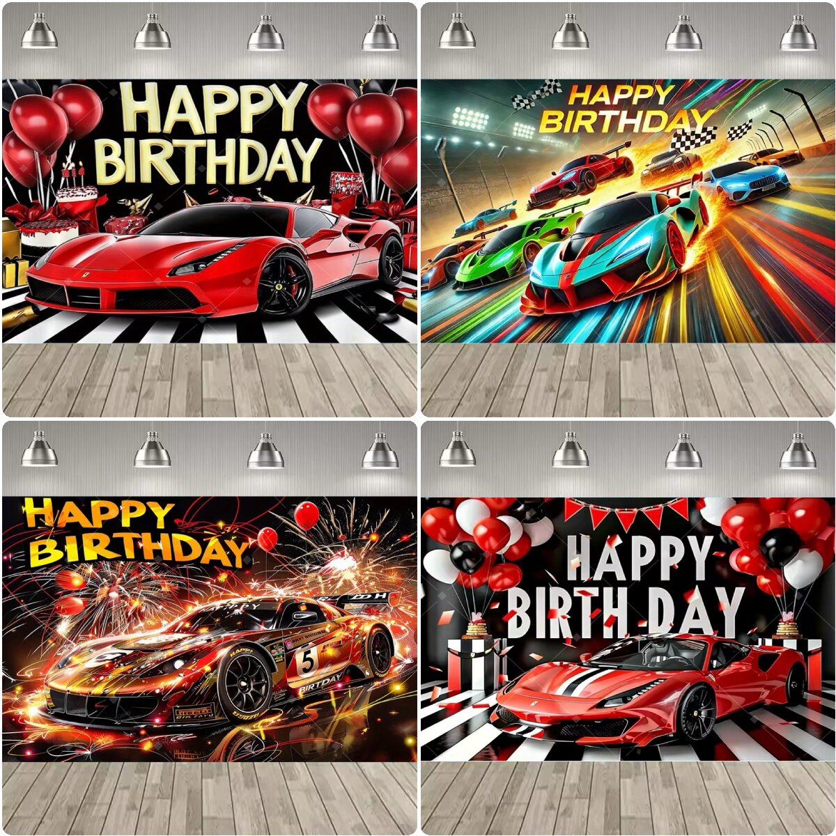 Car Accessories Banner - Race Car Birthday Backdrop Red Supercar