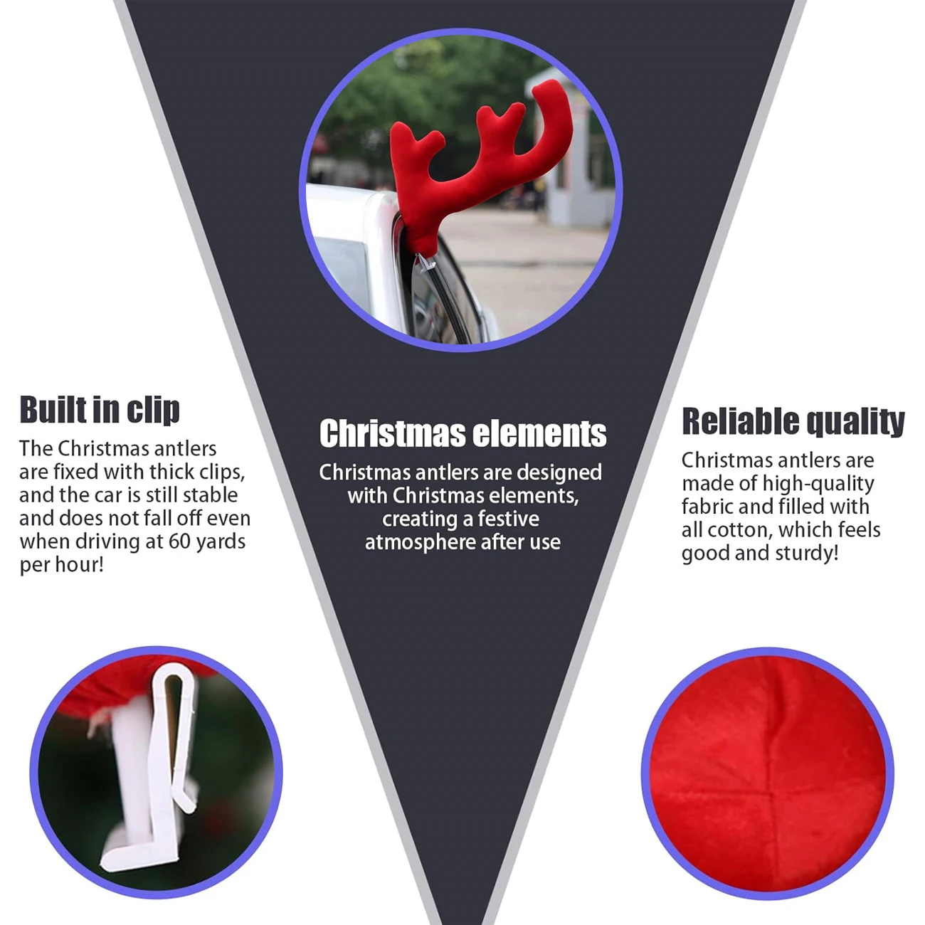 Christmas Car Reindeer Antler  - đánh giá và giá Car Accessories Xmas