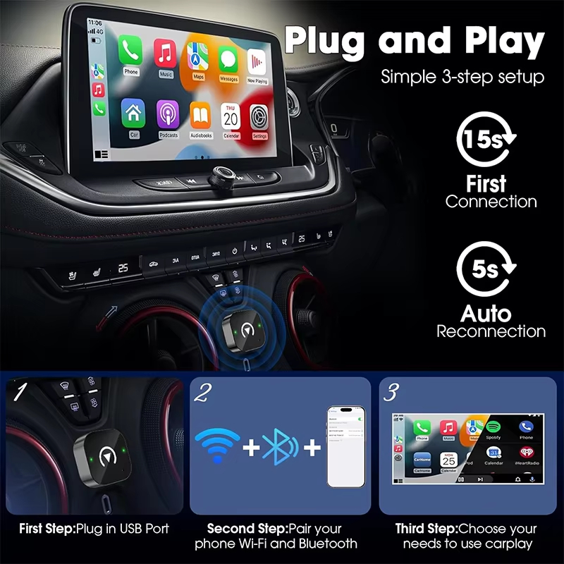 2-in-1 Wireless CarPlay Adapte - đánh giá và giá Car Accessories Usa