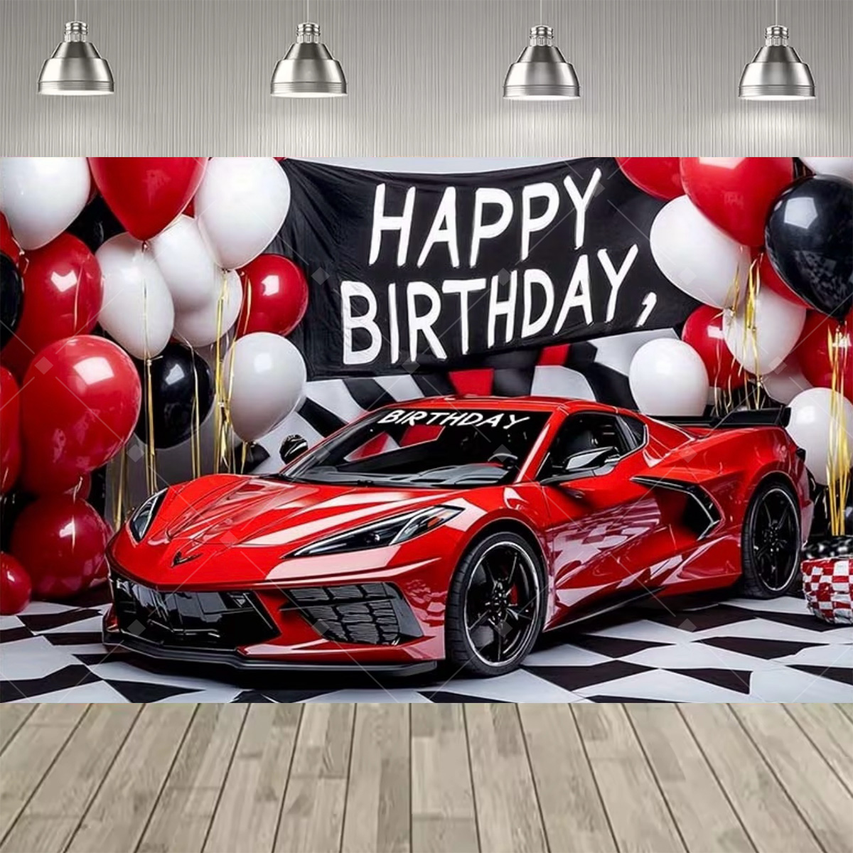 Race Car Birthday Backdrop Red - đánh giá và giá Car Accessories Banner