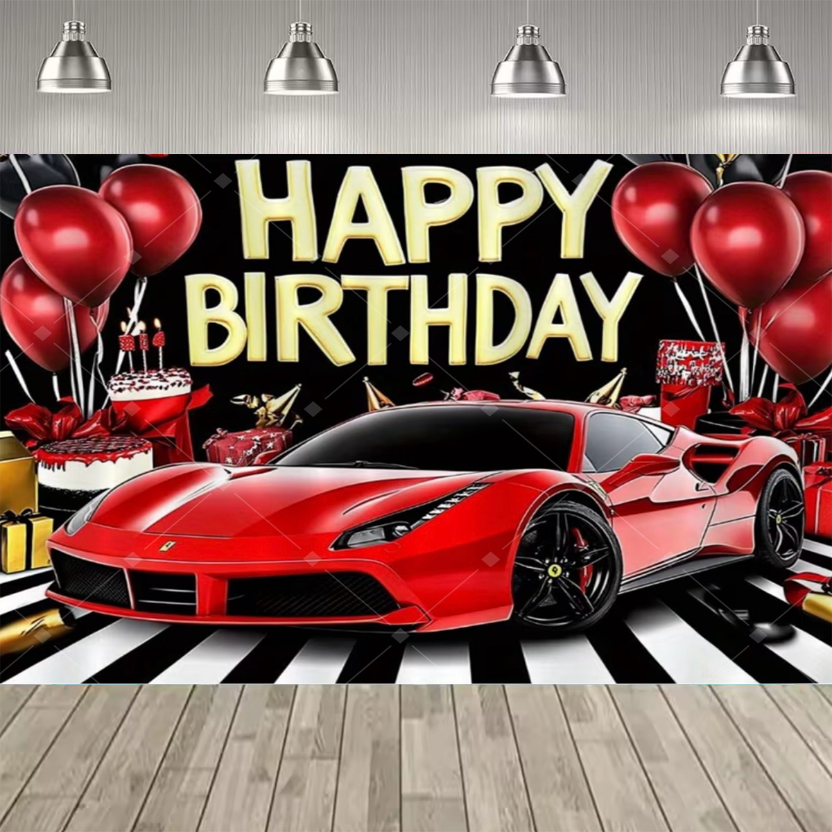 Race Car Birthday Backdrop Red - đánh giá và giá Car Accessories Banner