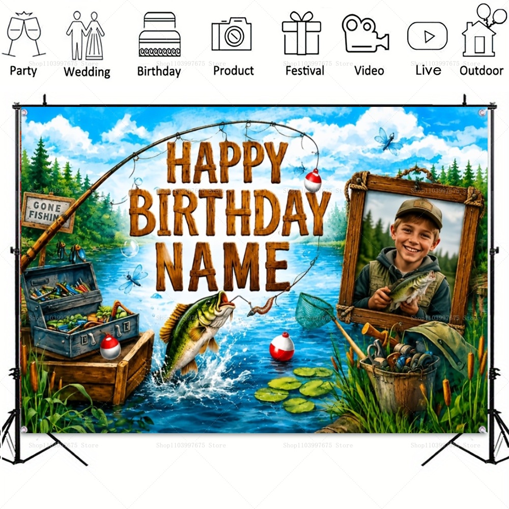 Custom Name Photo fishing-them - đánh giá và giá Car Accessories Banner